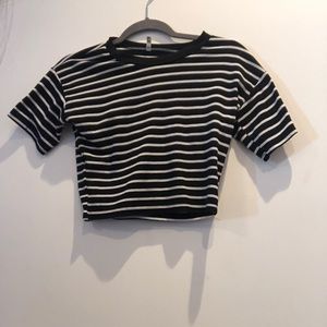 cropped striped tee